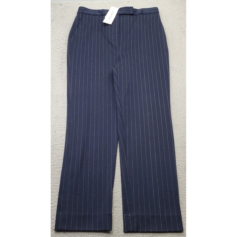 Max Mara Pants Womens 14 Multi Striped Straight Leg Career Business Slash Pocket